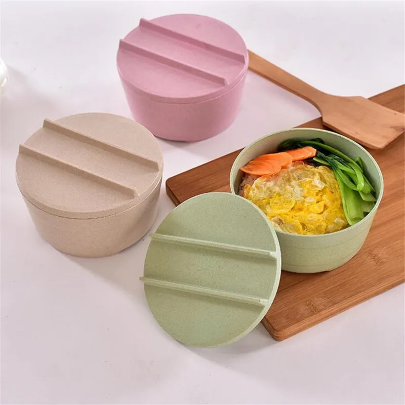 HOMETREE 3 цвета домашняя Экологичная пшеничная соломенная рисовая миска с крышкой Новая креативная чаша-капля здоровая посуда кухонная посуда H496