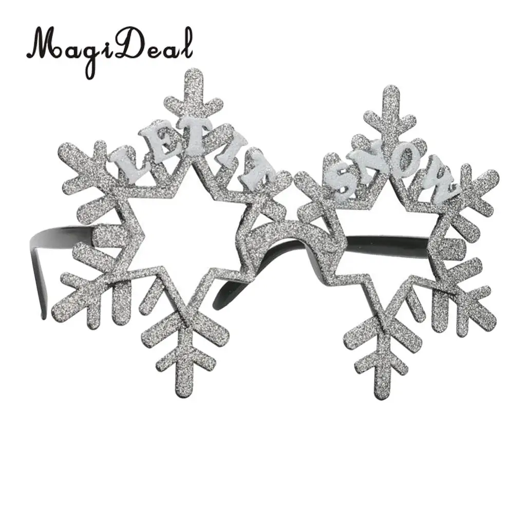 MagiDeal Glitter Let it Snow Snowflake Plastic Glasses Eye Mask Wedding Birthday New Year Christmas Party Fancy Dress