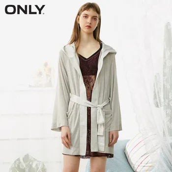 

ONLY Spring Summer New Women's Loose Fit Satin Splice Hooded Night Gown |1182R7501