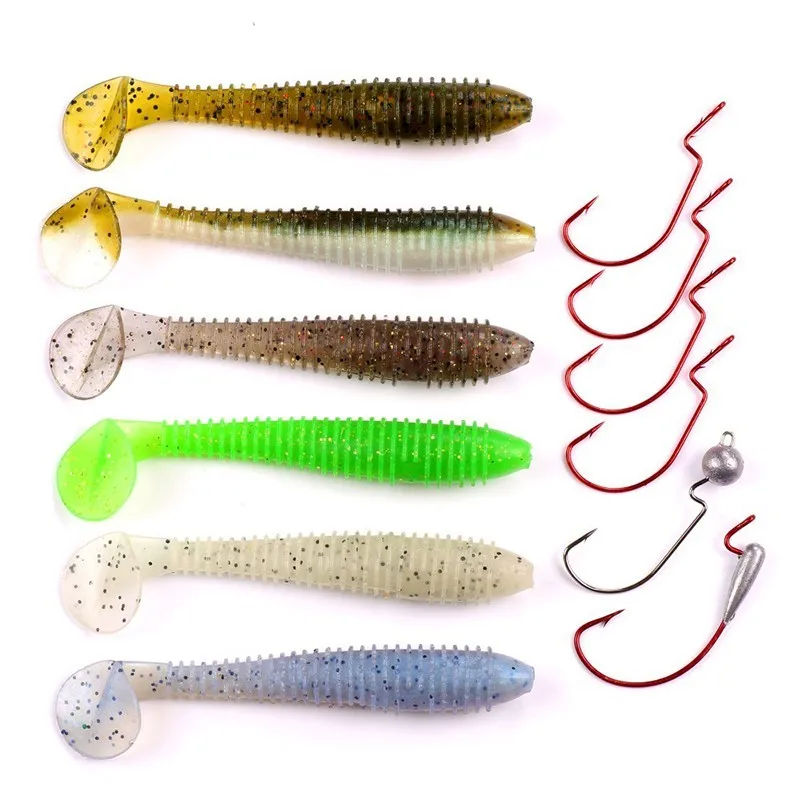 Mizugiwa Worm Hooks Kit Fishing Soft Lure Baits Bass Jighead Hook Swing