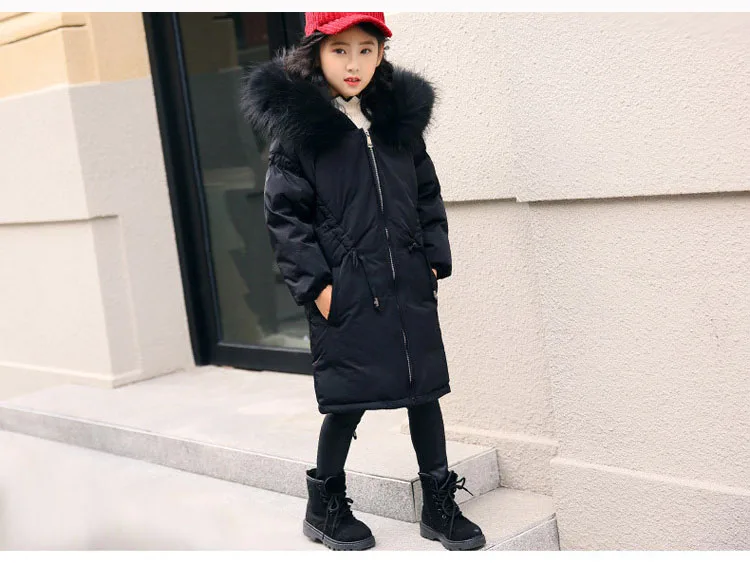 big winter jackets girls black green brown down children coats and jackets fur hooded long warm thick duck down kids outerwear 4 5 6 7 8 9 10 11 12 13 14 15 16 17 years little big girls winter jackets children girl winter coats  (6)
