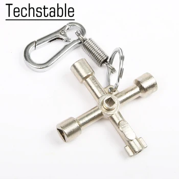 

TECHSTABLE Multifunction stainless steel triangle key water meter valve wrench elevator train Cross wrench