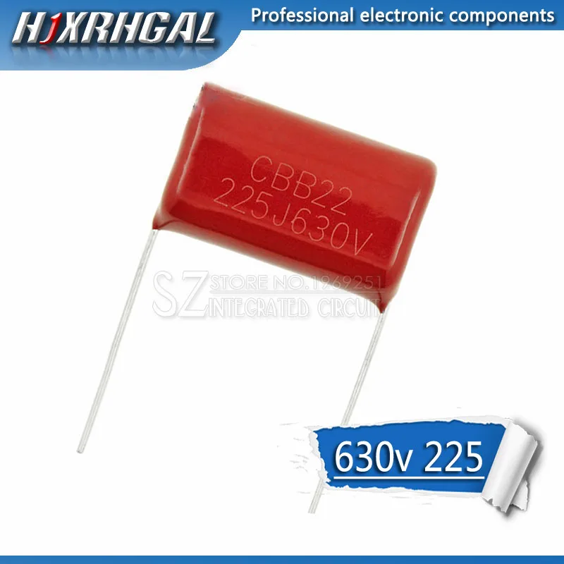 10 шт. пленочный конденсатор из полипропилена 630V225J 25 мм 2 мкФ 2200NF 225 630 в CBB |
