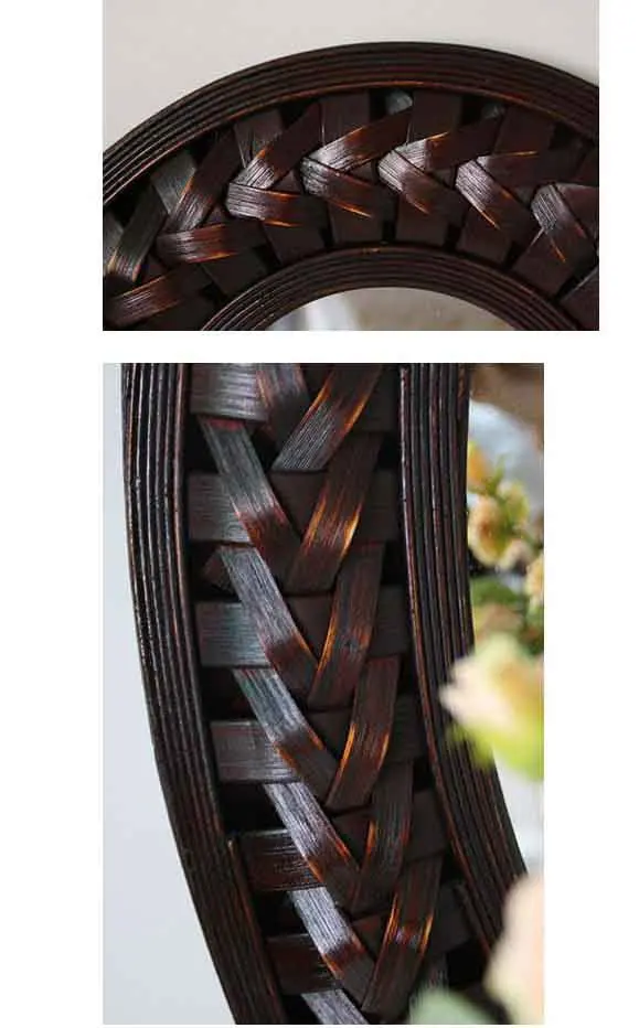 Большое настенное зеркало Бамбуковая и деревянная рама овальное Настенная