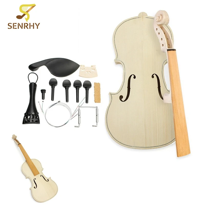 

1set 4/4 Size DIY Natural Solid Wood Violin Fiddle Kit with Spruce Top Maple Back Fiddle For Beginner Musical Instruments Lover