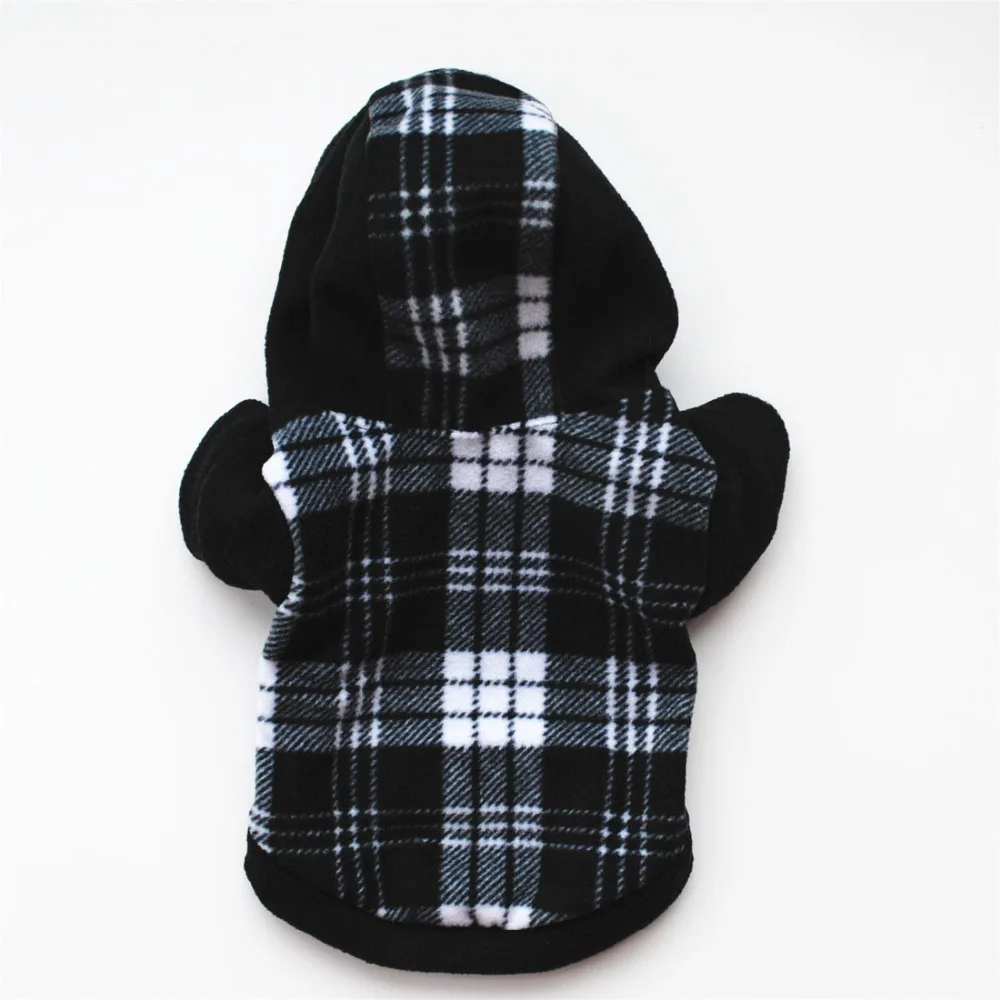 Winter Warm Puppy Clothes Pet Cat Dog Costume Classic Black White Plaid Puppy Dog Hoodies Fleece Sweater Coat 1