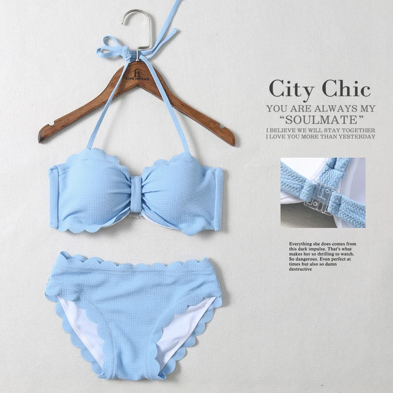 Sexy Wave edge women swimming suit new black Push Up two Piece swimsuit Korean version bikini beach wear women swimwear Sexy Wave edge women swimming suit new black Push Up two Piece swimsuit Korean version bikini beach wear women swimwear