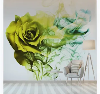 

Custom 3D Wallpaper Modern Simple Abstract Golden Yellow Smoke Rose Bedroom Wall - High-grade waterproof material