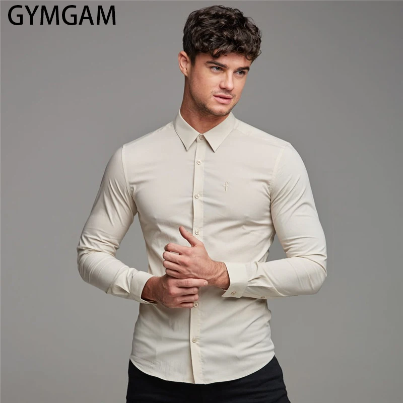 

Streetwear fashion men's shirt 2019 men's casual long-sleeved shirt Slim men's social business shirt brand men's clothing