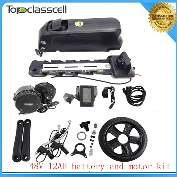 Top BBS02 8fun /bafang 48v 750w mid drive motor ebike kit+Electric Bicycle Battery 48v 12ah ebike battery For Samsung cell 20