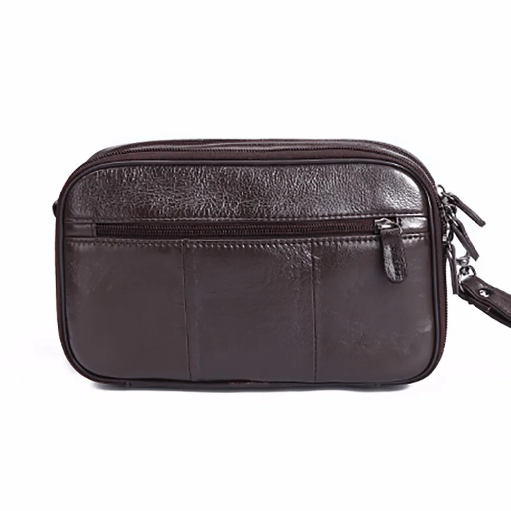  100% Genuine Leather Men Business Clutch Bags Mobile Phone Case Cigarette Purse Pouch First Layer C