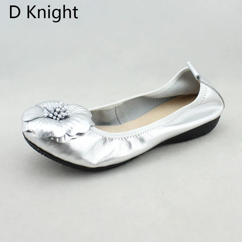 2018 Spring Women Flats Shoes Women Genuine Leather Shoes Woman Ballet Flats Flower Round Toe Loafers Slip On Ballerines Flats  (18)