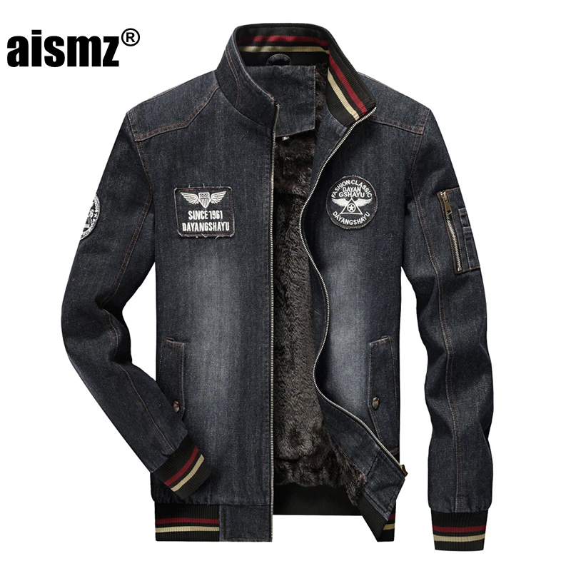 

Aismz 2018 New Design Winter Fashion Denim Jacket Men Casual Jeans Coats Outerwear Thicken Slim Fit Brand Clothing 888