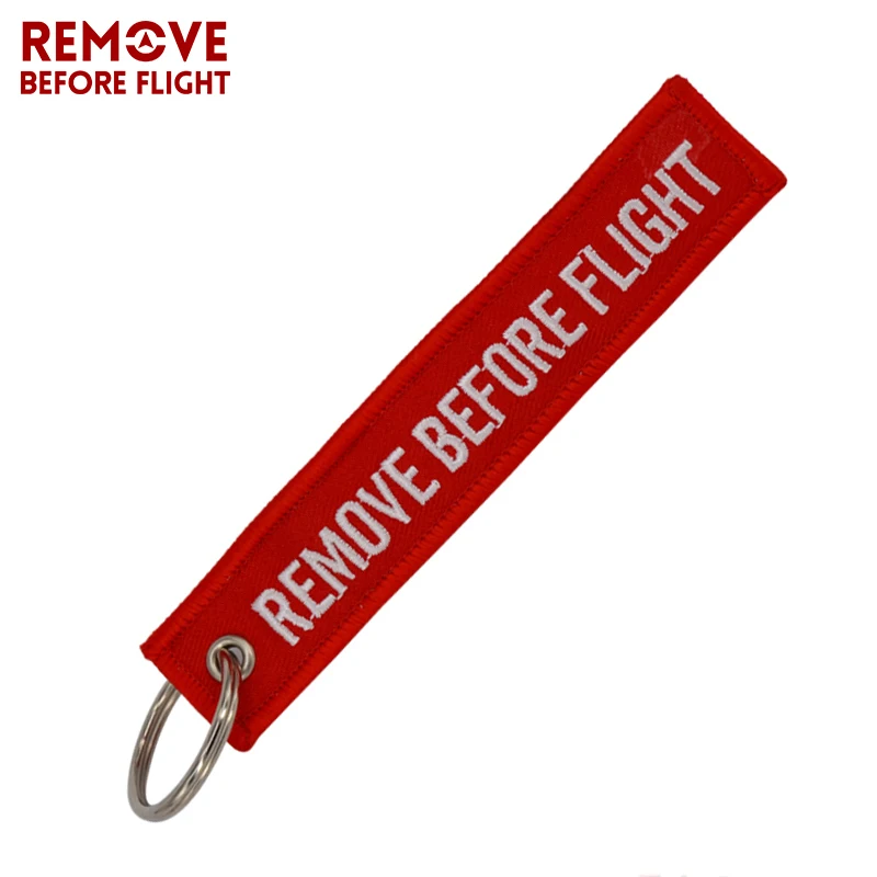 

Remove Before Flight Car Keychain Red Embroidery Aviation Gifts Keyring Key Holder Tag Purse Bag for Motorcycles Cars Key Chain