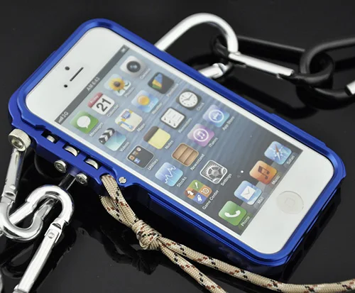 Для Apple iPhone 5 5S SE Чехол класса люкс робот с декоративной металлической пряжкой и противоударная Премиум Алюминий бампер чехол s для IP5S - Цвет: Синий
