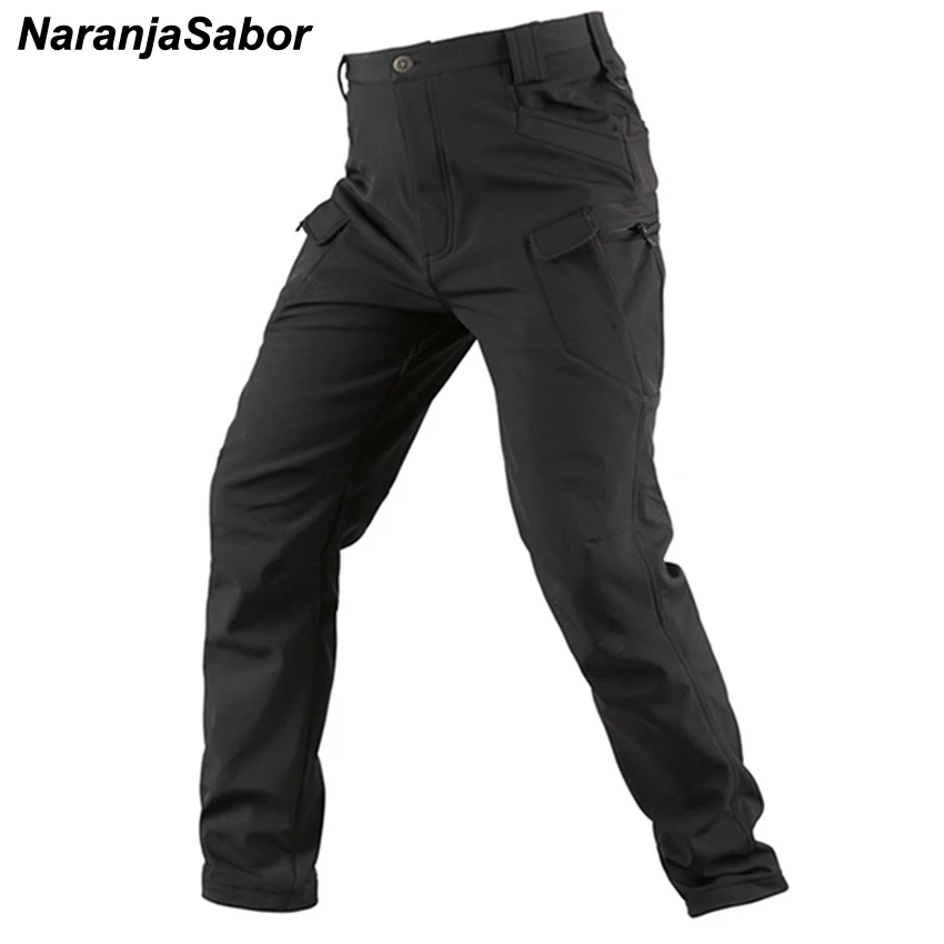 

NaranjaSabor Autumn Winter Men's Casual Pants Softshell Fleece Pant Windproof Thermal Thick Male Trousers Brand Clothing N423