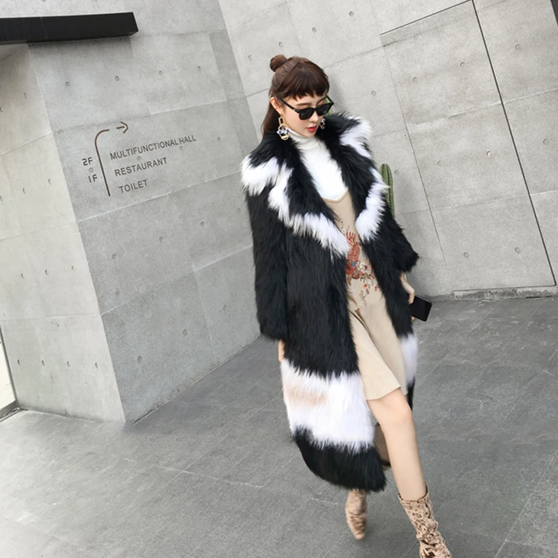 Noir Femmes Printemps Renard Manteau Slim Mince Manteaux Perte 2018 Réel Lvchi Naturel Fourrure Rayé De Nouveau Gradient Moyen 8YxPTw5wq