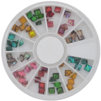 YZWLE 1 Wheel 60pcs 4x4mm Square Shape Japan Styles Shell Stone For DIY Nails Art Accessory Fashion Decorations Beauty Tools