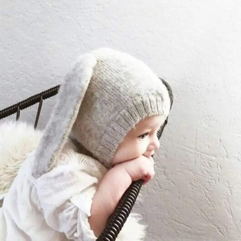 Baby Hats Bunny Rabbit Ear Winter Crochet Earmuff Earcap Knit Toddler Beanie Hat