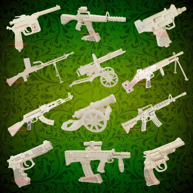 

wooden 3D building model toy wood puzzle hand work Uzi Revolver Magnum BERETTA AK47 Rifle M4 Submachine machine gun Carbine 1pc