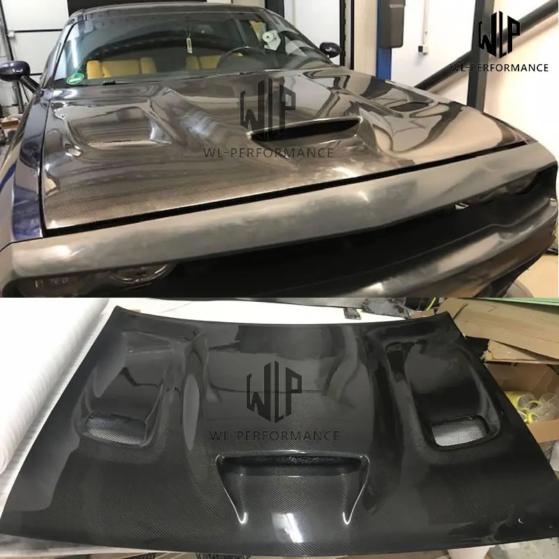 

High quality Carbon fiber / FRP unpainted Engine Hood Bonnets Car Styling For Dodge Charger SRT Hellcat Car body kits 08-17