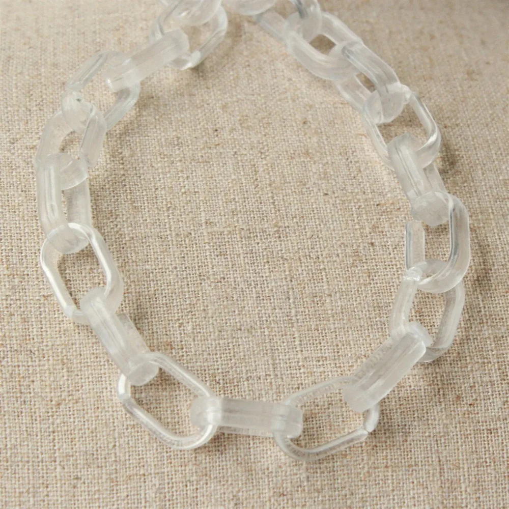 

80pcs Translucent Oval Acrylic Chain Links, White Plastic Chain Links, Open Link per Size 19mmx12mm