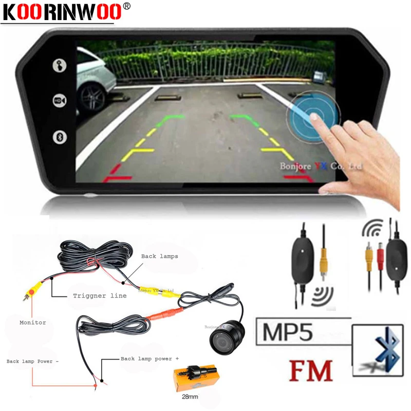 Автомобильный видеопроигрыватель Koorinwoo 7-дюймовый bluetooth TFT LCD цветной зеркальный