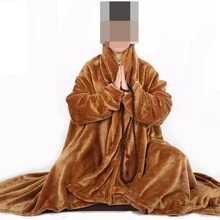 Для девочек и мальчиков, сезон зима теплая настоятель буддийского монастыря монашеский халат дзэн-буддизм накидка-пончо лежал шаль/yoga плащ для медитации желтовато-коричневый