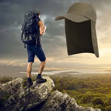 Шапка для рыбалки с ушками на шее, откидная крышка, регулируемый дышащий водонепроницаемый навес Складная сетка, спортивная шапка, открытый доступ к спортивной одежде