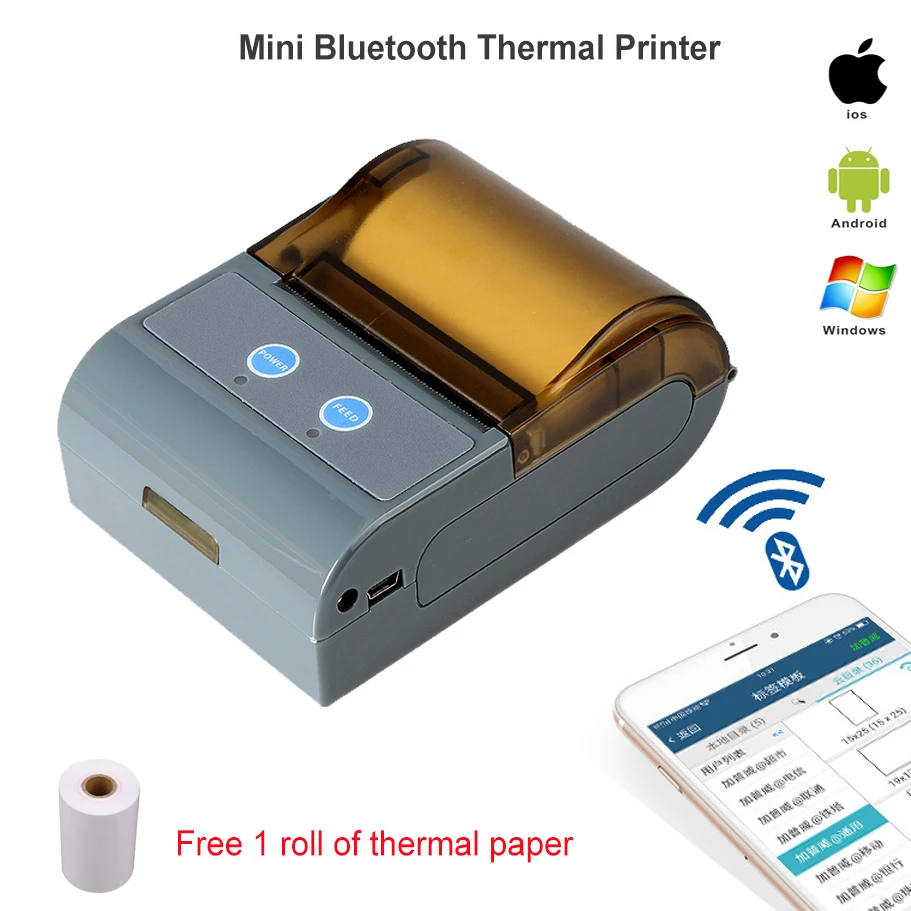 Mobile Mini 58MM Bluetooth Thermal Printer Portable Wireless POS Receipt Machine for Windows Android iOS Mobile Mini 58MM Bluetooth Thermal Printer Portable Wireless POS Receipt Machine for Windows Android iOS