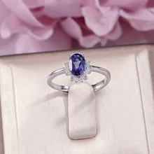 Кольца из натурального Поделочного Камня для женщин, хорошее ювелирное изделие, Серебро S925, 7*5 мм, танзанит, голубой, овальный, белый, золотой цвет, кольцо Bague R-TA002