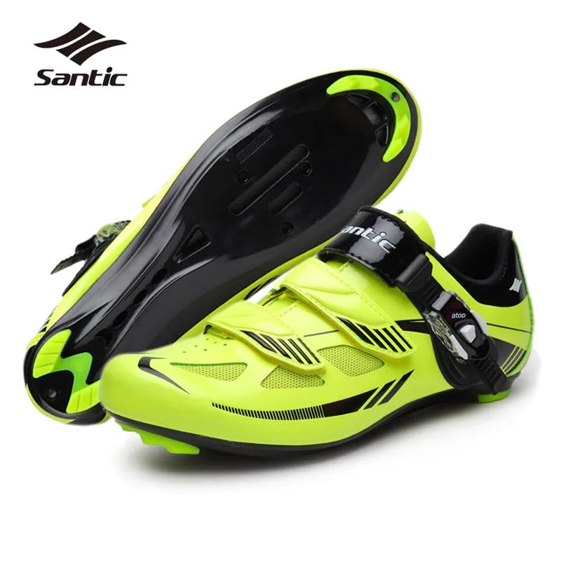 ФОТО 2017 Santic Mens Road Cycling Shoes PU Mesh Breathable Road Bike Shoes Auto-lock Bicycle Sport Shoes Zapatillas Ciclismo Green