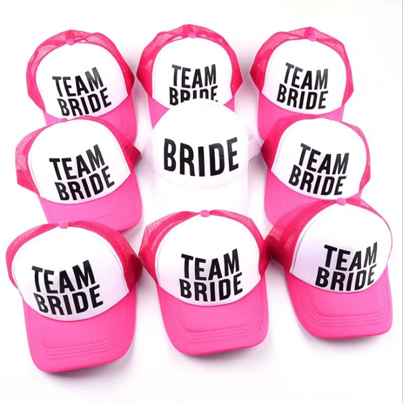 

1Pcs Team Bride Bride To Be Cap Baseball Net Cap Hen Bachelorette Party Wedding Decoration Bride Shower Decoration Mariage. JW