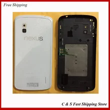 Original For LG Nexus 4 E960 Housing Case Rear Battery Door Cover With Back Glass + NFC Replacement