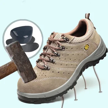

Men's Casual Steel Toe Work Safety Shoes Lightweight Breathable Anti-smashing Anti-puncture Non-slip Puncture Proof Construction