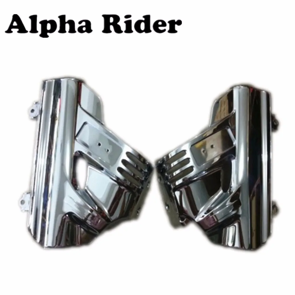 

ABS Chrome Front Suspension Shock Cover Side Fender Lower Fork Shield Fairing Guard w/ Airbag for Honda GL Goldwing 1800 GL1800