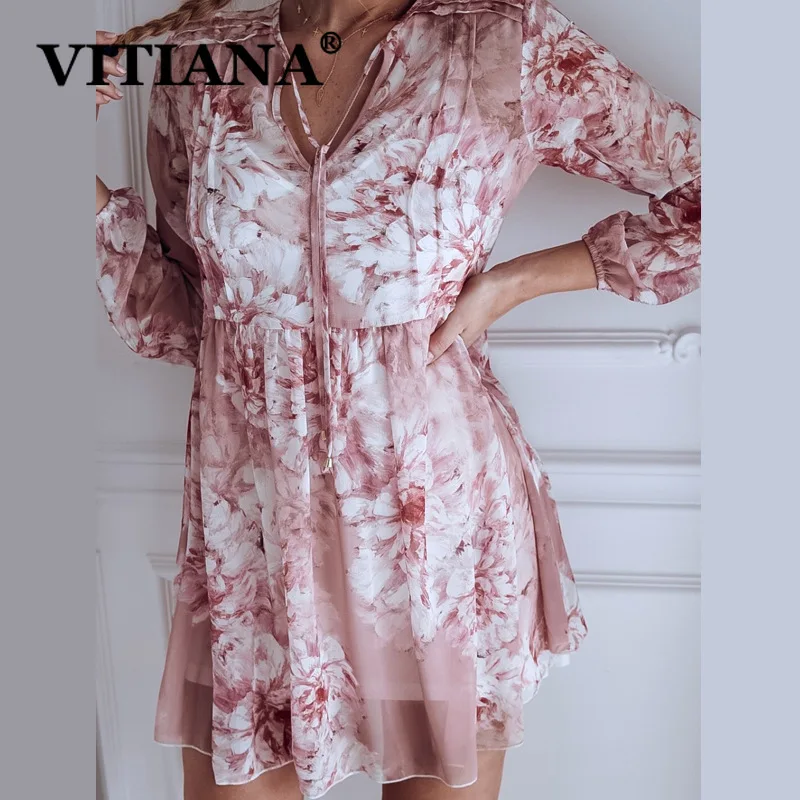 VITIANA Women Loose Chiffon Beach Dress Cool Summer 2019 Female Mesh Through Print Princess Mini Dresses Ladies Casual Sundress VITIANA Women Loose Chiffon Beach Dress Cool Summer 2019 Female Mesh Through Print Princess Mini Dresses Ladies Casual Sundress