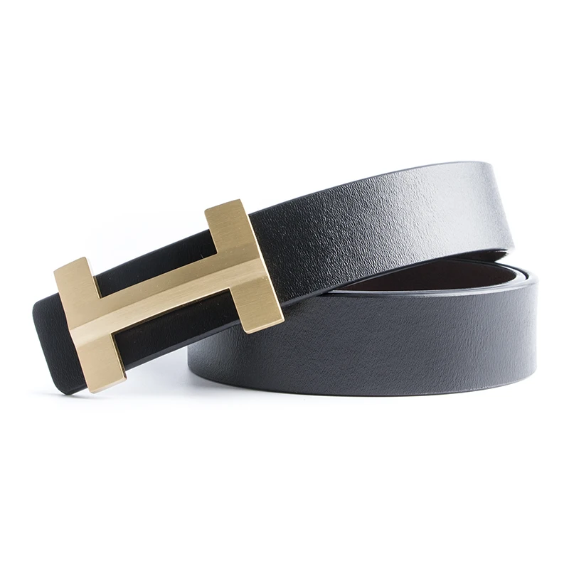 

Luxury Solid Brass Designer 3.3cm H Belts with H Buckle Men High Quality Male Women Genuine Real Leather Strap for Jeans