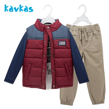 

Kavkas Children Clothing Winter Autumn 3pcs set 2-6 Years Old Kid Boy Sleeveless Coat Cartoon Shirt Casual Pants Baby Sweater