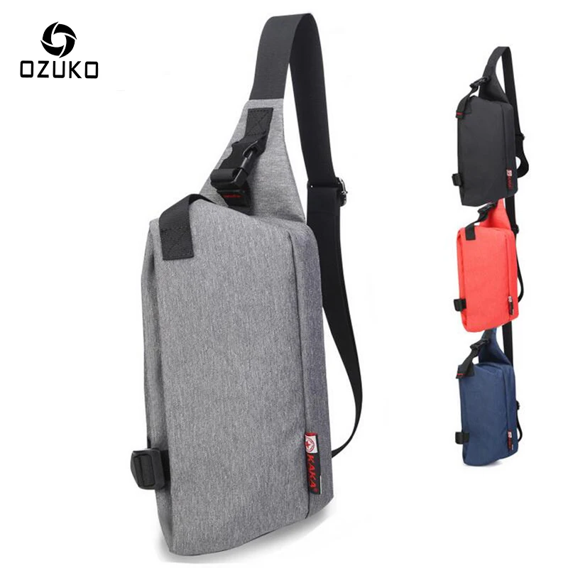 

2018 OZUKO Men's Chest Pack High-grade Design Korean Style Small Shoulder Bag Unisex Waterproof Oxford Travel Bags Messenger Bag