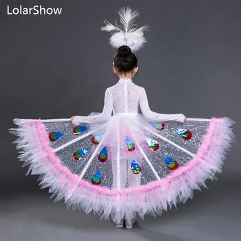 

Dance Costume Children Clothes Dai Nationality Girl Peacock Dance Dress Costume Peacock Show Dress