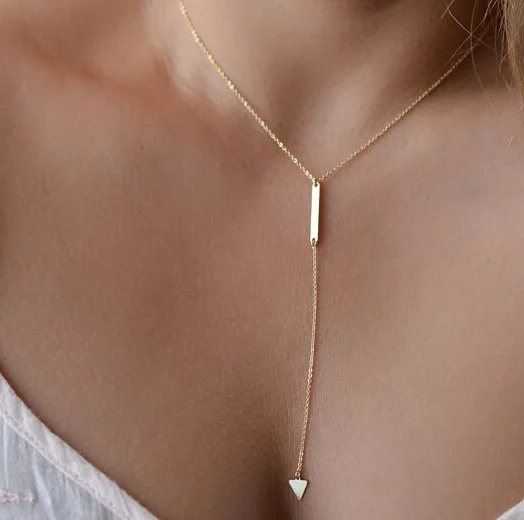 New Multi Layer Gold Chain Triangle Bar Necklace Pendant Choker For Women Collier Femme Collar Bijoux Jewellery | Украшения и