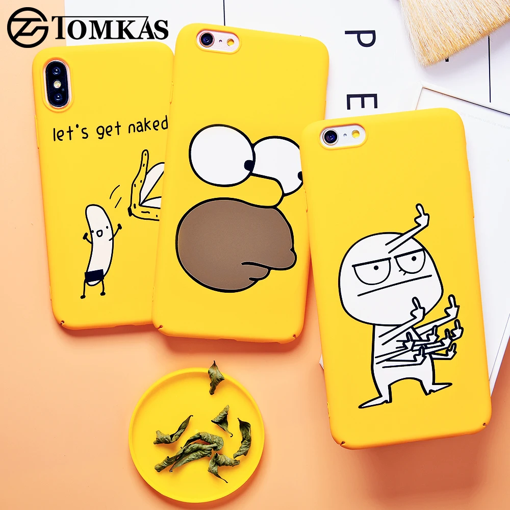 

TOMKAS Cute Case For iPhone X XS 8 7 10 6s XR Cover Phone Case For iPhone X 7 8 6 6 s Plus XS Max Luxury Yellow Cases PC Coque
