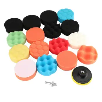 

19Pcs 3Inch Car Round Hexagonal Sponge Buffing Polishing Waxing Pad Kit for Car Polisher Wave Sponge Car Washer Car Accessories