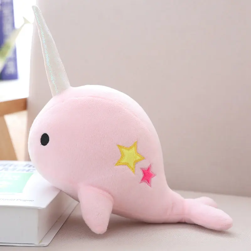 YESFEIER 25 см Нарвал мягкие животные кит плюшевые игрушки Дети Куклы для детей на день рождения рождественские подарки - Цвет: Розовый