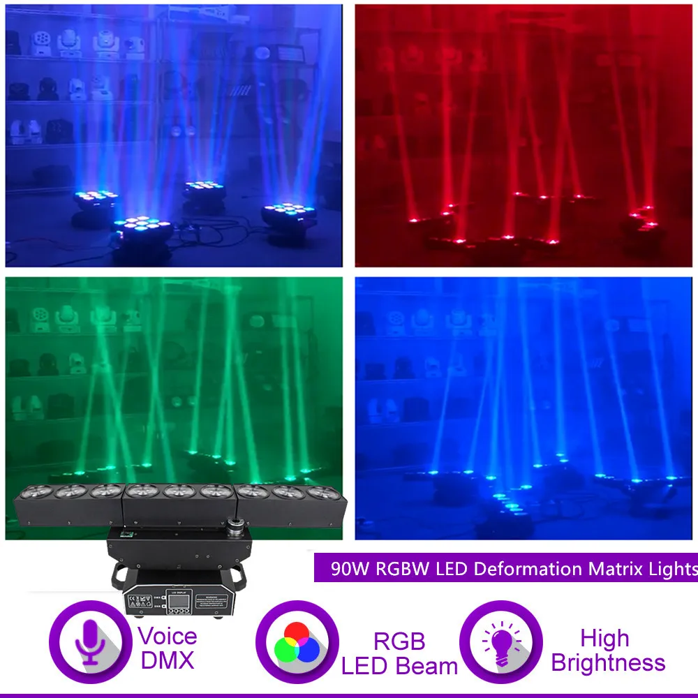 

Sharelife 90W RGBW LED Deformation Matrix Lights Three Rows Infinite Rotating 15/20/47 CH DMX for DJ Party Show Stage Lighting