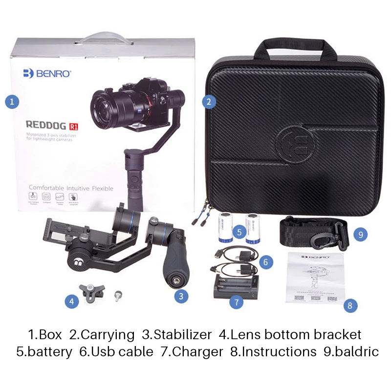 REDDOG R1 Benro 3 оси видео стабилизатор Gimbal Anti shake складывающаяся ручка Steadycam Для