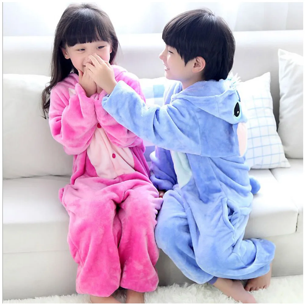 

Baby Cartoon Pink Stitch Pajama Kids Boys Girls Animal Cat Elephant Cow Bear Panda Pajamas Children Kigurumi Cosplay Pajamas