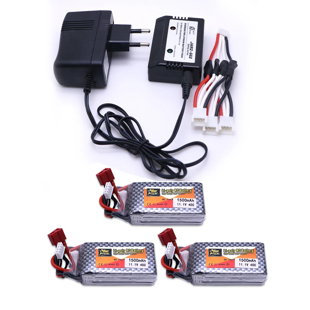 

3pcs LiPo Battery 11.1 V 1500 Mah 3S 40C MAX 60C XT60/T Plug With 1in3 Cable charger Set For RC Car Airplane trucks buggy boats