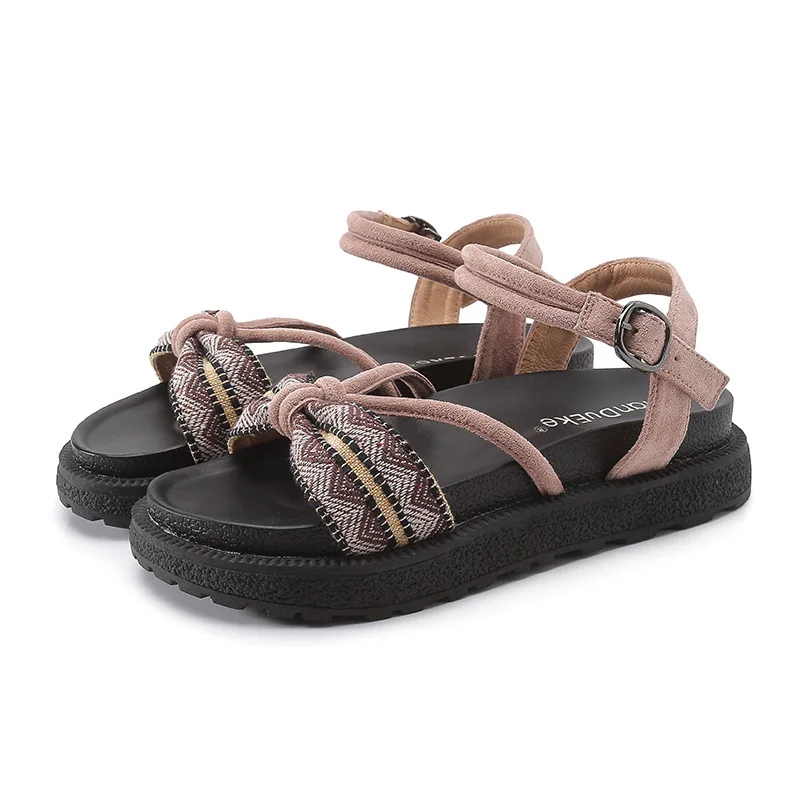 

2019 summer new style simple and simple color matching sandals women comfortable wild Roman style thick soles casual shoes.